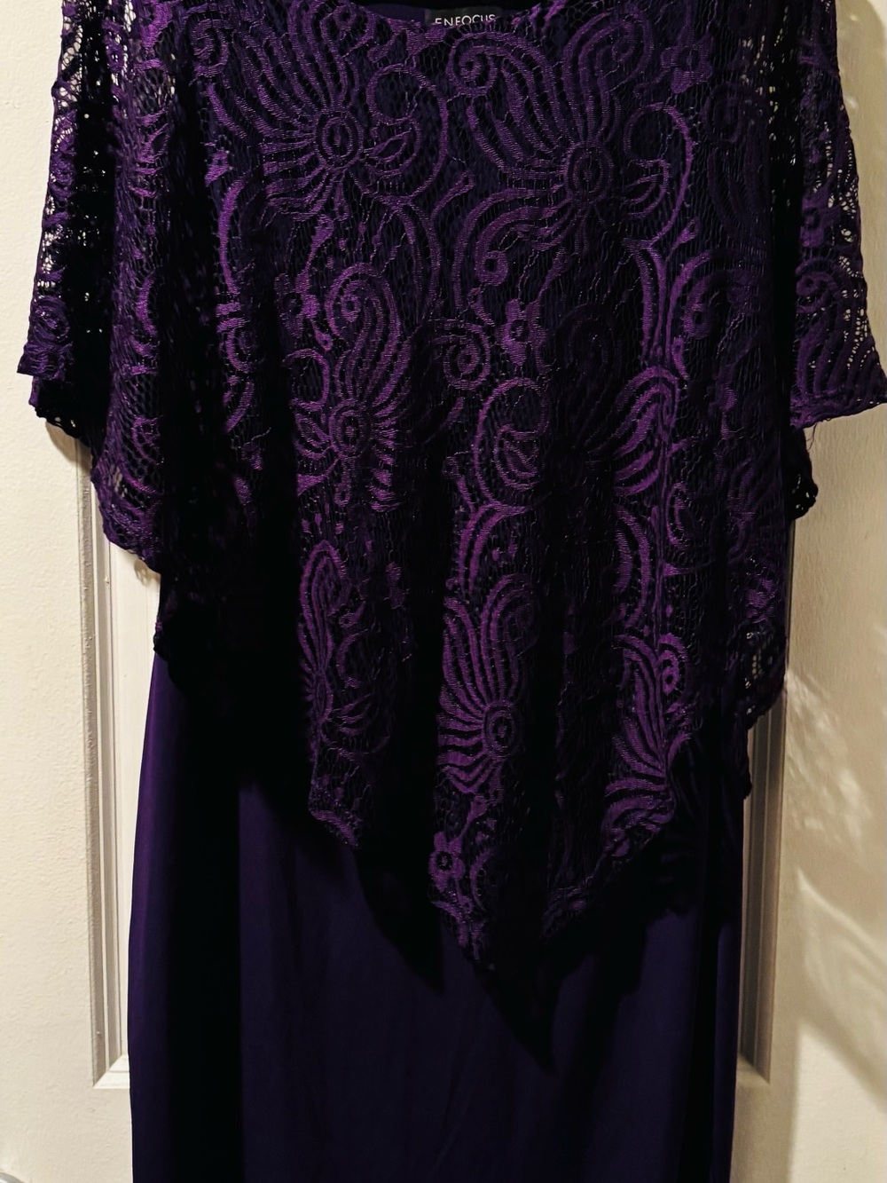 Enfocus Studio Purple Poncho Dress Lace Overlay Size 8 New